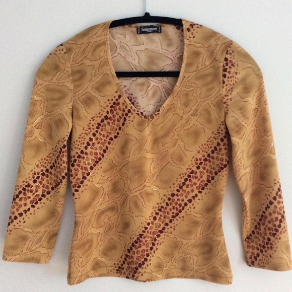 Vintage 90s SINEQUANONE snakeskin python print top - Picture 4 of 7